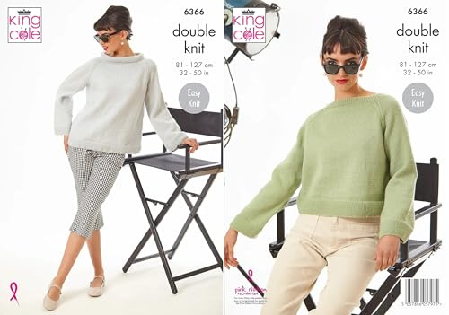King Cole DK Knitting Pattern Pamphlet - 6366 Ladies Sweaters (2 Designs)