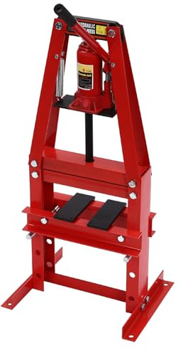 Presse hydraulique 6 tonnes, presse d'atelier avec course de 130 mm, presse manuelle pour automobile et métallurgie, structure stable avec cadre en A pour garage et atelier
