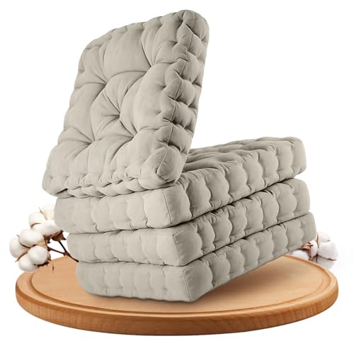 Generisch 4er Set Sitzkissen 40x40x8 cm – Stuhlkissen & Bodenkissen – Weiche, Dicke Polsterung – Für Innen & Außen – Waschbar & Langlebig – Komfortable Stuhlauflage