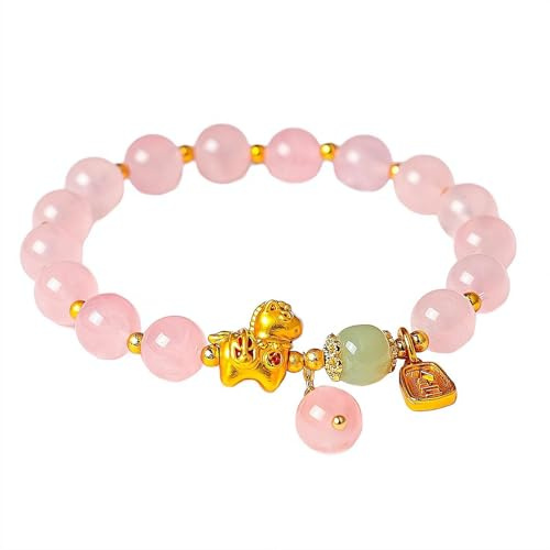 SHUZHENG 2026 Chinesisches Neujahrs-Pferd-Armband, Fengshui-Armband, rote Perle, Glücksbringer, goldfarbenes Pferde-Charm, B-Racelet, chinesisches Sternzeichen, Glücksbringer, Geschenk für Jahre des