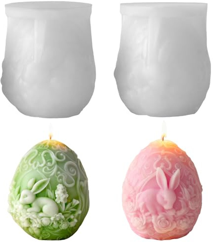 Stampo in silicone per uova di Pasqua, coniglietto pasquale, stampi in silicone, stampi per candele, Pasqua, forma a forma di uovo di Pasqua, coniglietto 3D, stampi per candele in silicone, stampi per