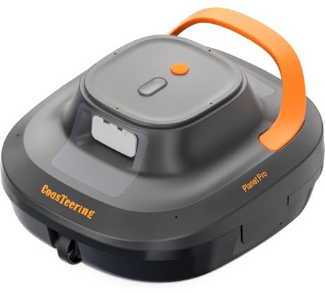 CoasTeering Poolroboter Akku, 200 Min. Laufzeit, 5200mAh Akku, 2 bürstenlose Motoren, kabelloser Poolsauger für Pools bis 120 m², Poolreiniger mit intelligenter Einparkfunktion & EIN-Knopf-Bedienung