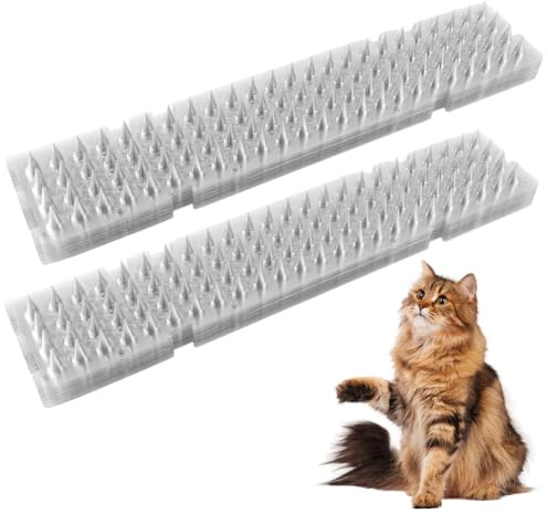 Cat Repellent Mat, Thorn Grid, Pack of 20, 42 x 8.3 cm, Flexible Cat Protection Mat for Garden, Flower Bed, Balcony, Animal-friendly Cat Repellent to Prevent Cat Faeces, Soft Thorns