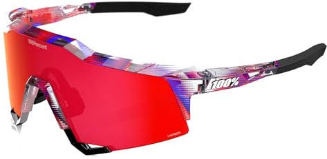 100% Speedcraft SL FDJ Sonnenbrille Gloss Translucent Red Blue mit Hiper Fire Red Gläsern Unisex