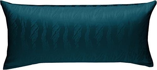 Bettwaesche-mit-Stil Mako Satin Damast Kissenbezug Waves Petrol Blau (40 cm x 80 cm)