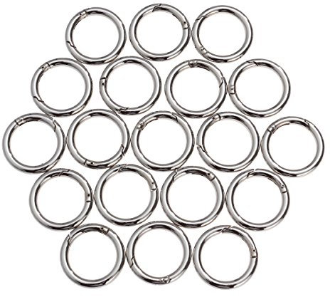 ULTNICE 20 Stück Runde Karabinerhaken Schlüsselanhänger Sprung Ringe (Silber)