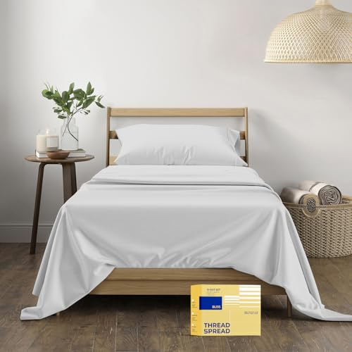 Thread Spread Luxus-Bettlaken mit Fadenzahl 600, ägyptische Baumwolle, Qualität, für Doppelbett, Tiefe Taschen, Bettlaken und Kissenbezüge, 3-teilig, weich, für Studentenwohnheim, Matratze