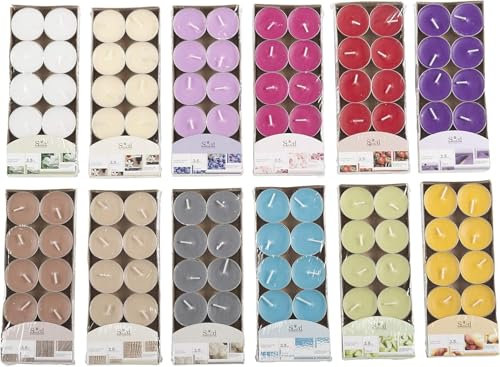 Invero Pack of 120 Mixed Coloured Tealight Scented Candles - Ideal for All Living Rooms, Hallways, Kitchen, Lounge and More