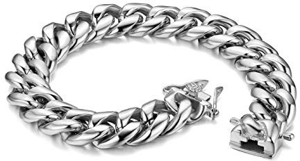 JewelryWe Herren Edelstahl Armband, Klassische Einfache Panzerkette Armkette Armreif mit Sicherheitsschließe, Silber, Top Qualität