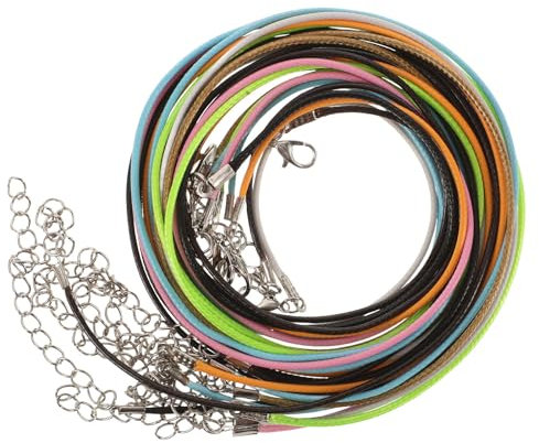 10 Pcs Cordon Collier 60 Cm 1.5 Mm pour Hommes Femmes, Cordon De Collier en Coton Ciré avec Fermoir pour Fabrication De Bijoux, Couleurs Assorties