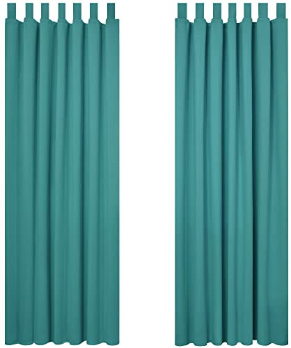 Deconovo Blickdichte Gardinen mit Schlaufen Thermovorhang Verdunkelungsgardine Indoor dicke Thermogardine Kälteschutz warm Hitzeschutz, 280x140 cm(HöhexBreite), Türkis, 2er Set
