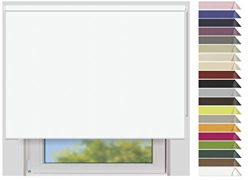EFIXS Verdunklungsrollo Maxi - Rollos nach Maß - 32 mm Rollowelle - Stoffbreite bis 250 cm, Höhe bis 300 cm - Hier: bis 190 cm x 150 cm (BxH) - Weiss (7943) - mit & ohne Bohren