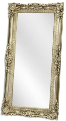 Casa Padrino Barock Spiegel Silber 88 x H. 178 cm - Garderoben Spiegel - Wohnzimmer Spiegel - Prunkvoller Wandspiegel im Barockstil
