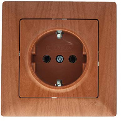 Gunsan Visage Prise avec contact de protection encastrée aspect bois chêne foncé chêne