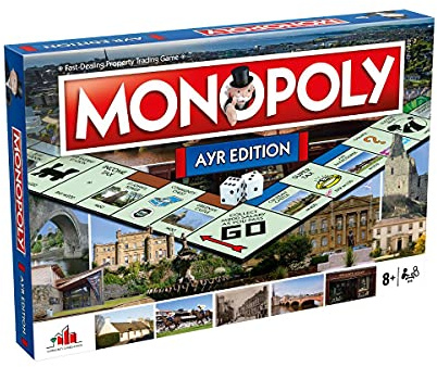 Winning Moves Ayr Monopoly-Brettspiel, Advance to Ayr Racecourse, Burns Cottage oder Wallace Tower und tauschen Sie Ihren Weg zum Erfolg, 2–6 Spieler sind EIN tolles Geschenk für Kinder ab 8 Jahren