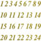 GreenIT - Zahlen von 1 bis 24 mit Ziffern Höhe 3cm Tattoo Aufkleber Deko zum Advent Kalender Bestellen (Gold)