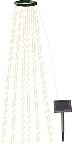 Lunartec Solarlichterketten: Solar-Tannenbaum-Überwurf-Lichterkette, 12 Girlanden, 300 LEDs, IP44 (LED Weihnachtsbeleuchtung, Solar Weihnachten Lichterkette, Flammenlose Kerzen mit Fernbedienung)