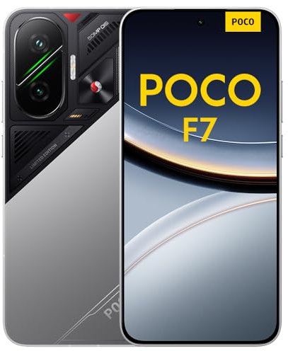 Xiaomi POCO F7 - Smartphone de 12+512GB, Cámara Sony de 50 MP con OIS, Pantalla AMOLED de 6,83'' 1.5K a 120Hz, Snapdragon 8s Gen 4, Hypercharge 90W, Cargador no Incluido, Plata (Versión ES)