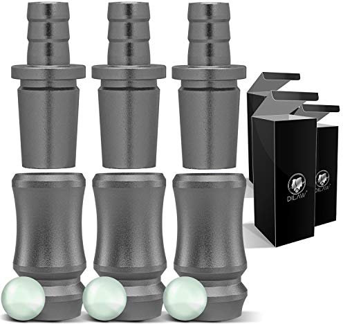 DILAW® Shisha SKITTO Aluminium Schlauchadapter 18/8 Schliff Set 2-teilig Universal Hookah Wasserpfeife Alu Manyak,Opal,Vatos, Farbe:Grau, Menge:3er Pack