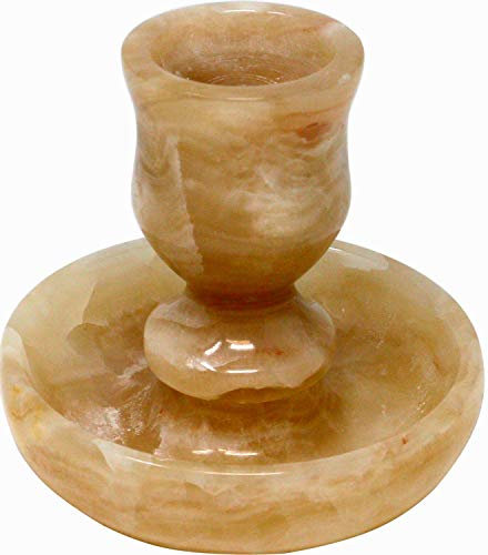 Kerzenhalter aus dem Halbedelstein Onyx Marmor, 7 cm Handarbeit Naturstein Gestein Kerzenständer