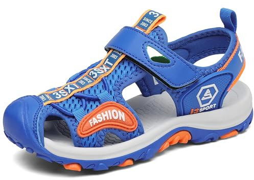 SAGUARO Geschlossene Sandalen Kinder Atmungsaktiv Strand Schuhe Abriebfestem Outdoor Trekking Schuhe Navy Blau Gr.25