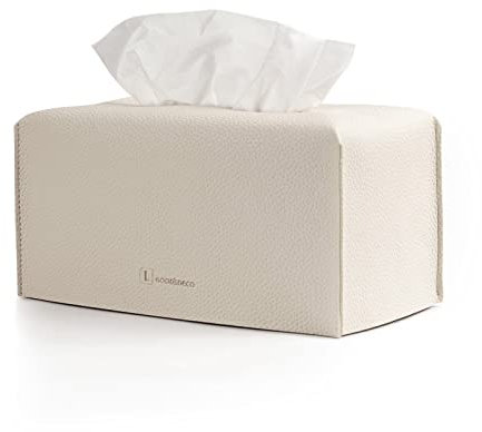 GOODSDECO Taschentuchbox aus PU-Leder, rechteckig, moderner Taschentuchbox-Halter, Organizer für Zuhause, Büro, Badezimmer, Auto, Pastell-Organaizer (Beige)