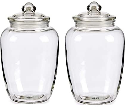 2 Tarros de cristal con tapa hermetica de 1.4L Botes de cristal con tapa Frasco de Galletas Transparente para Alimentos, con Tapa de Junta de Goma Resistente a Fugas