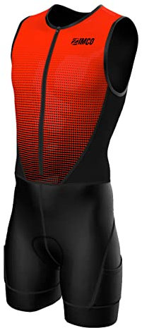 Zimco Elite Triathlon-Anzug für Herren, gepolstert, Triathlon-Anzug, Rennanzug, Schwimmen, Fahrrad, Laufen, Schwarze Punkte, Medium