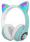 Auriculares Inalámbricos con Orejas de Gato Audífonos Estéreo Plegables con Micrófono Bluetooth Regalo para Niño Niña Compatible con Huawei Samsung Xiaomi iPhone (Turquesa)