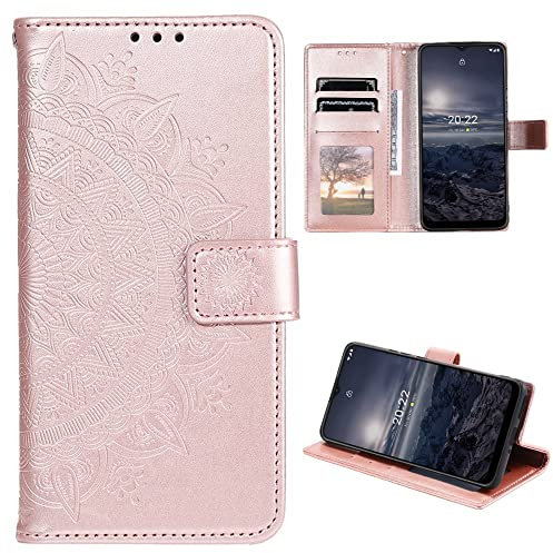 CoverKingz Housse téléphone Portable pour Nokia G21 / G11 - étui Housse avec Compartiment pour Carte Nokia G21 / G11 Cover - Mandala Or Rose
