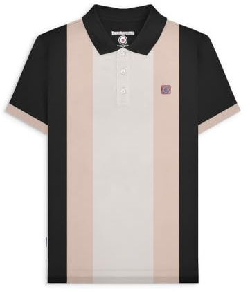 Lambretta Mens Vintage Panel Short Sleeve Polo Shirt