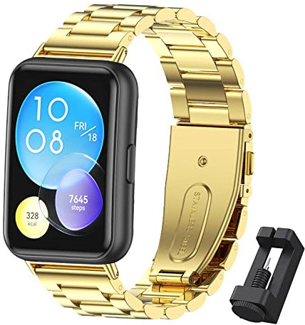 MIJOBS Ersatzband Kompatibel für Huawei Watch Fit 2 / Elegant/Active/Classic Edelstahlarmband, Metall Armbänder für Huawei Watch Fit 2 Uhrenzubehör