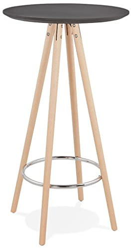 KADIMA DESIGN Daisy Stehtisch Bistrotisch höhen-verstellbar Wood Holz Schwarz (Black,Natural) 60 x 60 x 110