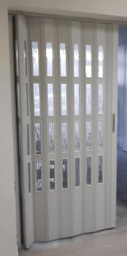 Falttür Schiebetür mit FENSTER WEISS NEU mit Schloß und Schlüssel Höhe 214 cm Einbaubreite 82 cm H 214 x 82 cm Doppelwandig