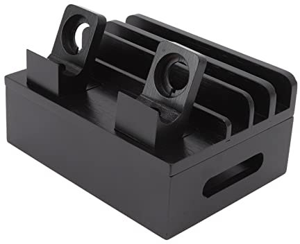 Ladestation aus Bambus, Ladestation aus Holz für Mehrere Geräte mit 5 USB-Ladeanschlüssen, für Telefone, Tablets, Uhren, Elektronik (Schwarz)