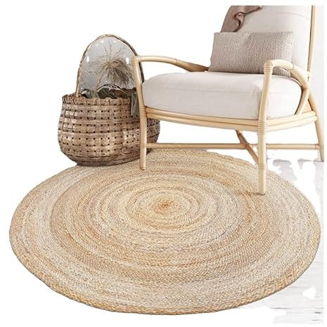 Vipanth Exports Jute-Teppich für Wohnzimmer, rund, 300 x 300 cm