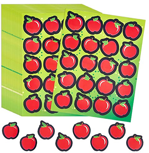 OLYCRAFT 800 Stück Aufkleber In Apfelform Rote Äpfel Aufkleber Für Lehrer Belohnungsaufkleber Für Auszeichnungen Klassenzimmer Dekoration Notizbücher Gitarren Skateboards 28x27 mm