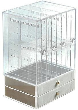 Cabilock Eleganter Schmuckständer Aus Acryl Ohrring-organizer-rack Mit 4 Türen Und 2 Schubladen