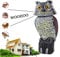AMZCOM Eule zur Vogelabwehr, Eule Deko Figur Lebensecht Taubenschreck Vogelschreck Eulen Lockvogel Vogelscheuche mit Wackelkopf und Ton, Wetterfest Taubenabwehr für Garten Balkon Terrasse Balkon