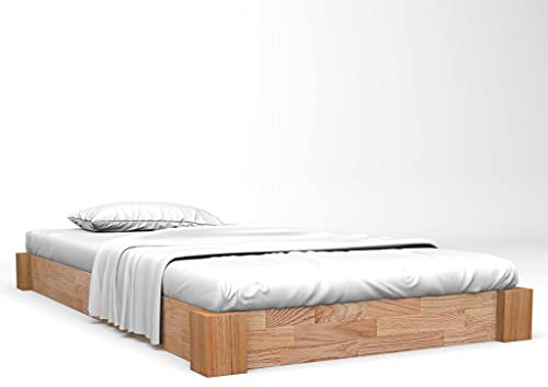 INLIFE Massivholzbett Eiche 120x200 cm,20.6kg,247257