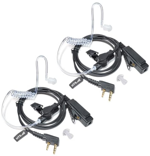 HYS Covert Akustikschlauch-Ohrhörer PTT Mikrofon Headset kompatibel mit 2 Pin Kenwood Baofeng BF-888S UV-5R Kenwood Walkie Talkie (2)