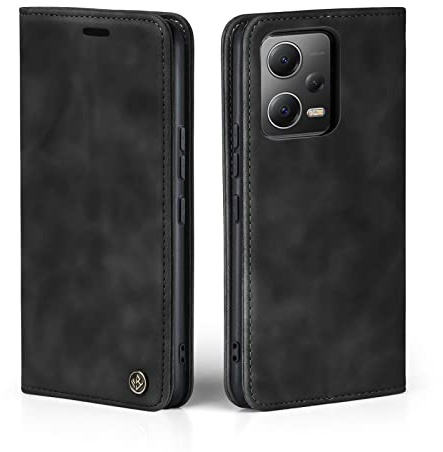 LBH Handyhülle für Xiaomi Redmi Note 12 Pro 5G in Schwarz mit Karten- und Geldfach Smartphone Hülle mit Standfunktion Flip Case Schutzhülle Magnetverschluss Vintage