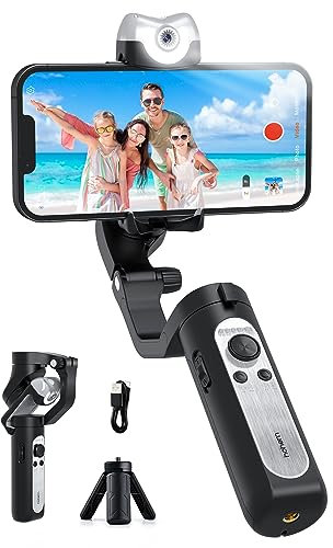 Hohem iSteady V2S Stabilizzatore per Smartphone a 3 Assi - Tracciamento AI, Portatile e Pieghevole per Android e iPhone Con Luce di Riempimento - Gimbal per Vlogging/YouTube