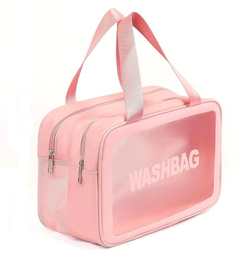 Q-WOOFF Trousse De Toilette,Trousse De Toilette Femme, Trousse De Toilette Homme, Séparation Sèche Et Humide, Grande Trousse De Toilette,Trousse De Toilette Voyage (Rose, M)