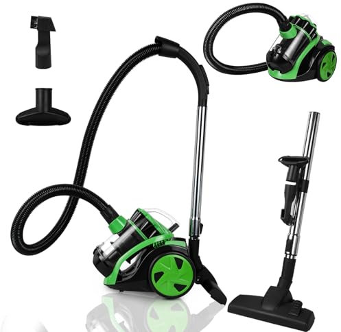 Gimisgu Aspirateur sans sac, 900 W, puissant, aspirateur léger, sans sac, avec bac à poussière de 3 l et buse supplémentaire, long cordon, silencieux, pour tapis, sols durs