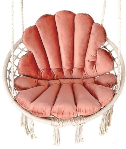 Love Gifts® Hängesessel Kissen in Muschelform 2 Stück + 1 kleines Kissen in Herzform, passend auch für einen Hängekorb, Farbe Rosa