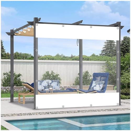 Sonakia Transparente Planen Seitenwände, Durchsichtige Planenvorhänge Für Außenbereich, wasserdichte Pergola Carport Planen Seitenwände, Veranda Trennwand Regenvorhänge,WxH-4.8x2m/15.7 * 6.6ft