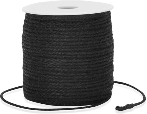 G2PLUS 3MM Jute String Twine, 100M Black Garden String, 3 Ply Black string for Craft, Art and Crafts Linen String for DIY Craft; Gardening Use