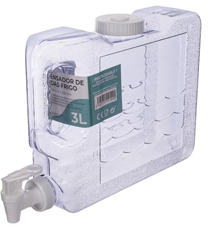 Botella Dispensador de Bebidas con Grifo. Garrafa de Plástico BPA Free Portátil para Frigorífico o Nevera (3L)