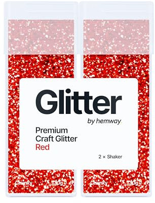 Hemway Premium Glitter Shakers - Red | 130g (2 Pack) Chunky Metallic Flake Sequins for Resin & Epoxy Crafts | Craft Supplies for Tumblers, Festival, Hair, Face, Body, Eye & Nail Art
